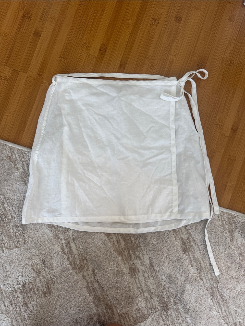 Onia White Linen-Blend Skirt with Waist Tie